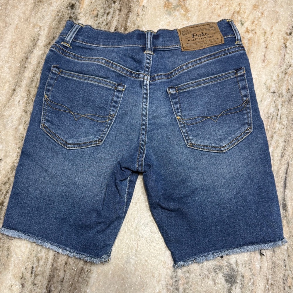 Polo Ralph Lauren Denim Shorts Kids Size 12 Blue Raw Hem Classic Preppy Casual - Picture 13 of 14